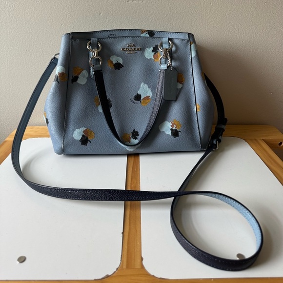 Coach Light Blue Floral crossbody purse - Picture 1 of 15
